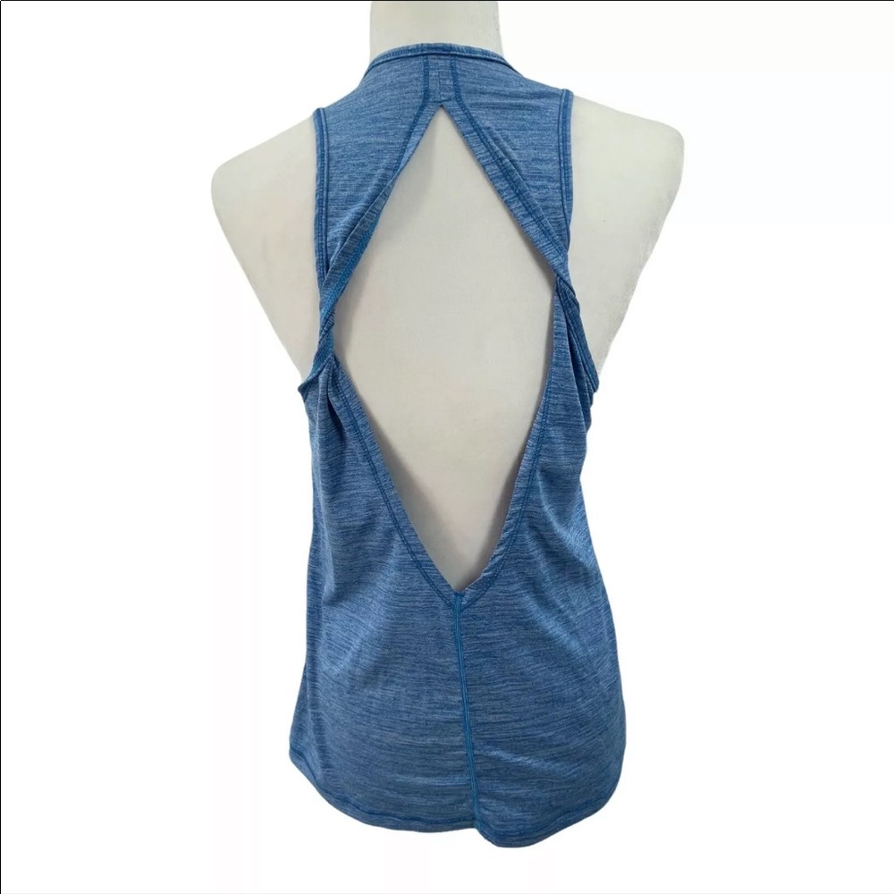 Lululemon Trapeze Twist Tank Top Heathered Blue Open Back Sleeveless Size 4 - Picture 3 of 7